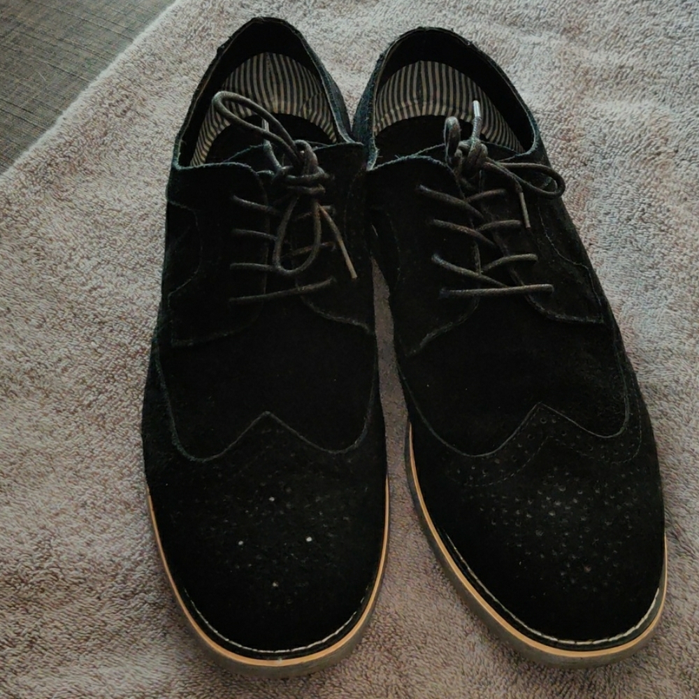 Alpine Swiss Black Mens Wing Tip Oxfords